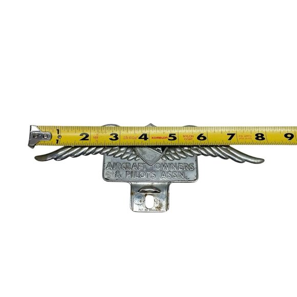 Vintage 50s AOPA Aircraft Owners Pilots Assn License Plate Topper Wings Aviation - Picture 7 of 7